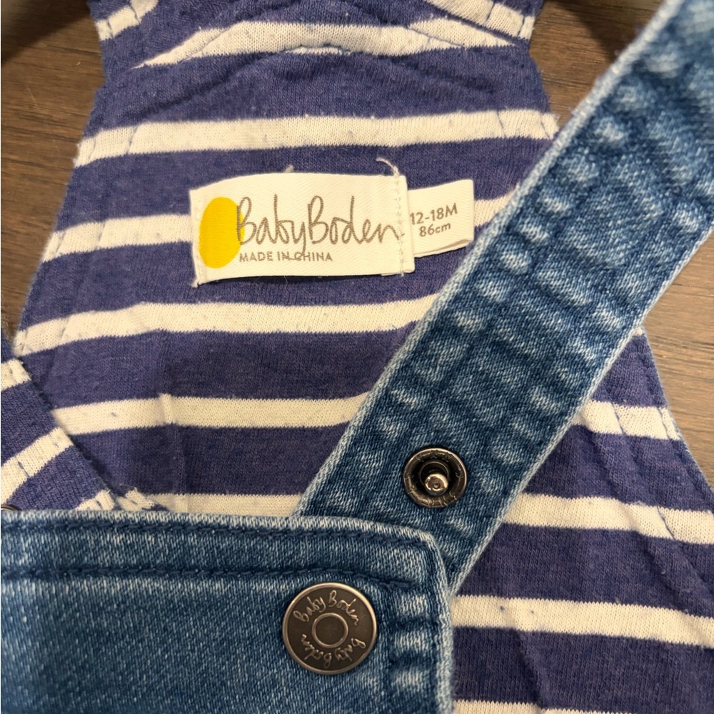 Baby Boden Unisex Denim Overalls adjustable length button closure